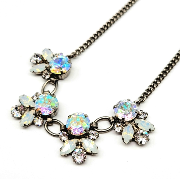 SOLDRetired Sorrelli Aurora Borealis Swarovski Crystal Statement Necklace Silver - Picture 7 of 11